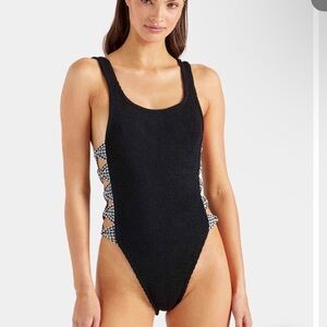 NWT Hunza G Tiffany Swimsuit Black Gingham